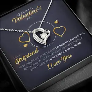 Perfect Valentine Gift for Girlfriend - Pure Silver Necklace Gift Set With Certificate of Authenticity and 925 Stamp (White heart Finish)