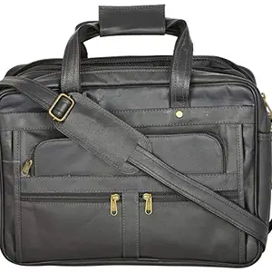 McParkar McParkar Genuine Leather 15.6 inch Laptop Messenger Bag Travel Laptop Bag for Men Black