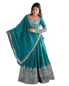 Kapindra Enterprise Women's Lehenga Choli | Chinon With Print With Foil Work For Women Solid Embroidery Work And Foil Work Lehenga choli