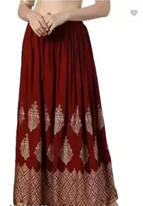 Traditional Floral Skirt ? Rayon Ethnic Long Bottomwear for The Size of -XL Multicolour