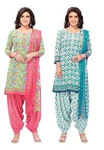 Salwar Studio Women's Pack of 2 Synthetic Printed Unstitched Dress Material Combo-OM-0079316