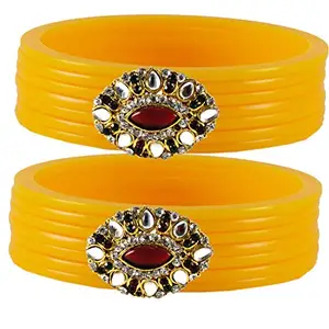 MAYA FASHION Yellow Stone Acrylic-Brass Bangle With Very Extra Large Size Elegant Extra Large Size Bangle | Perfect Fit for Plus Size banglesTrendy and Comfortable Fit for woman and girls | (Sku-ban1771)