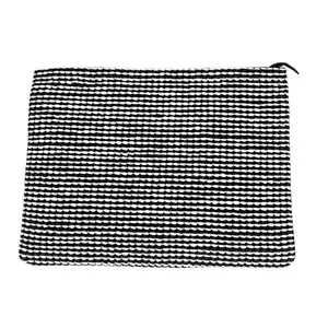 Raffia Laptop Bag, White and Black, Modern Design