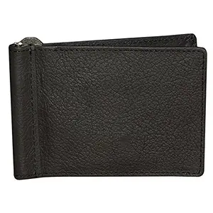 EZIS® Men and Boys Genuine Leather Money Clip Wallet Cum Credit Card Holder Black