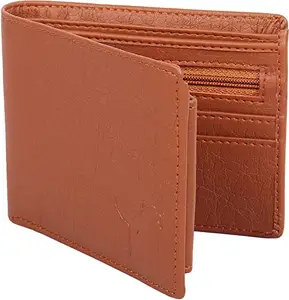 WILD EDGE Tan Men's Wallet in Two-Fold/Bi-Fold Design with Flap Closure | Smart and Formal Artificial Leather Wallet for Men