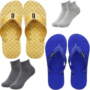 Vitoria Men Slippers | Soft Comfortable Stylish And Anti Skid Men's Flip-Flops & Slippers | Color : Multicolor | Size : 9, 2SLPSpidrYlwDanaBluDrkGryLgtGryScks-9