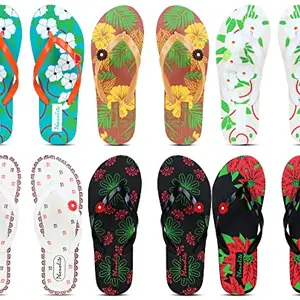 Phonolite fancy and stylish Daily use casual wear printed hawaii slipper for women and girls pack of 6