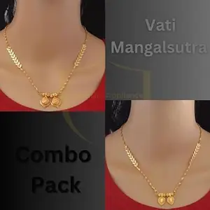 2 pcs combo Pack Ethnic Gold Jewelry's Mangalsutra Pendant Tanmaniya(18 Inch) Brass Mangalsutra hA_711&716