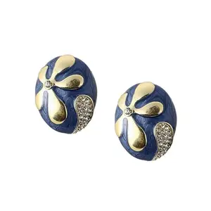 SOHI Women's The Florian Stud Earrings For Casual Wear | Indigo Blue Colour | Alloy Material | Push Back Closure | Artificial Stone Earrings | Fashion Stud Earrings For Women & Girls