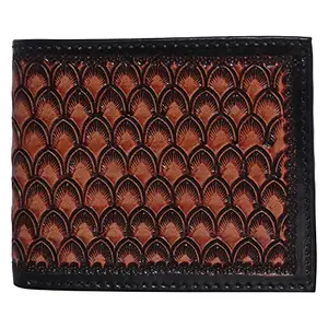 Hemener Men Brown Carved Genuine Leather Wallet - AZW0094BR