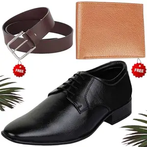 Modern Trendy Formal Shoes/Party Shoes/Shoes Combo with Free Wallet & Belt for Men and Boys (BAZAAR6310_RT-Tan-301) Multicolor