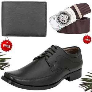 Relaxed Trendy Formal Shoes/Party Shoes/Shoes Combo with Free Wallet & Belt for Men and Boys (BAZAAR4770_VTOR-BLK-1002) Multicolor