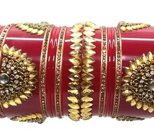 AAPESHWAR Plastic Beautiful Traitional Chudas/Bangle Set for Women and Girls (Red, 2.4) (Pack of 22) (BGG 35)
