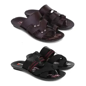 Men's Rover Lightweight Comfortable| Slides|Clogs| Sandals with Adjustable Back Strap for Men Combo(AJ)-3125-1328-8 Black(Combo(AJ)-3125-3128-8_BZ)