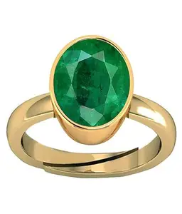 Gemscom 6.25 Ratti 5.34 Carat Emerald Ring Panna Stone Ring Adjustable Certified Natural Astrological Gemstone for Women's and Men's