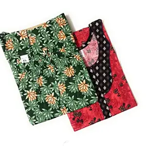 BHARANI SONS Women's Cotton Floral Print Nighty/Night Dress/Sleep Wear- Size XL (Pack of 2) (Set17, Cotton)