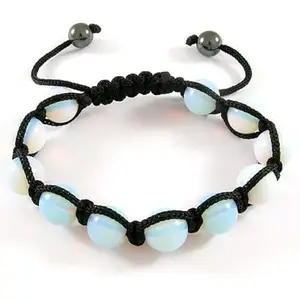 Lady Works Natural Moonstone Threaded Shamballa Bracelet 10mm Round Smooth Beads Moonstone Adjustable Thread Bracelet. Unisex Macrame Yoga Bracelet.|LW_TDBR_1265