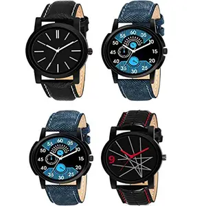 RPS FASHION WITH DEVICE OF R Analog Multicolor Dial Leather Strap Watches for Men's & Boy's Combo