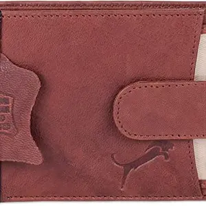 WILD EDGE Genuine Leather Wallet with Detachable Card Holder for Men - Versatile Leather Men's Wallet with Button Closure (Brown)