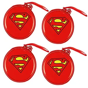 Stealodeal Super Man Aluminium Dual Zipper Coin & Earphone Case (Pack of 4)