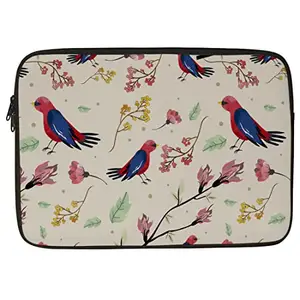 Crazyify Wildflower Birds Printed Laptop Sleeve/Laptop Case Cover/Laptop Bag 15.6 inch with Shockproof & Waterproof Linen On All Inner Sides | MacBook/Laptop Sleeve for Men & Women