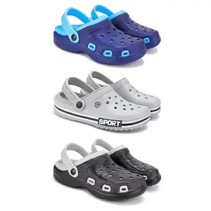 WINGSCRAFT Lightweight Classic Clogs || Sandals with Slider for Men-Combo(3)-3019-3016-3018-8 Grey-5924