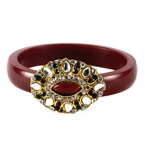 MAYA FASHION Red Stone Acrylic-Brass Bangle With Very Extra Large Size Elegant Extra Large Size Bangle | Perfect Fit for Plus Size banglesTrendy and Comfortable Fit for woman and girls | (Sku-ban1457)