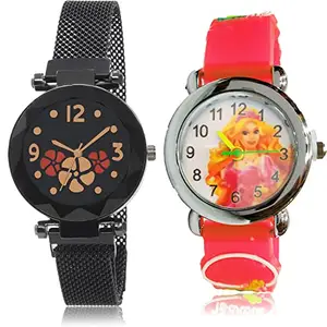 NEUTRON Fashion Analog Black and White Color Dial Women Watch - G652-GC75 (Pack of 2)