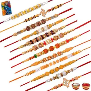 CH Pack Of 12 Rakhi For Beloved Brother, Bhaiya With Roli Chawal And One Greeting Card Rakshabandhan Rakhi()
