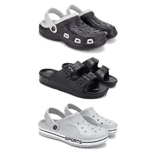 WINGSCRAFT Lightweight Classic Clogs || Sandals with Slider for Men-Combo(3)-3018-3115-3067-10 Grey