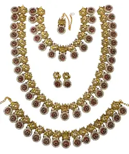 Women's Jewelery set for GoldPlated Impon Design Full Set Haram and necklace hipbelt, Earings with Festive Collections