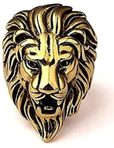 Street Studio Stylish Golden Color Lion Head Ring for Men