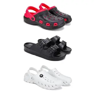 WINGSCRAFT-Lightweight Classic Clogs || Sandals with Slider Adjustable Back Strap for Men-Combo(3)-3017-3115-3145-8 White