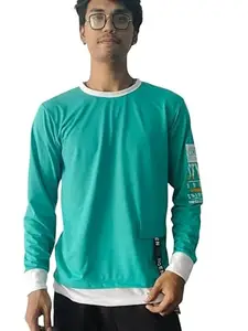 Printed Men Round Neck Green T-Shirt