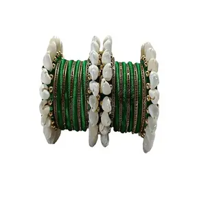 Hand Made Kodi Thread Nihar Bangles (Green, 2-6)