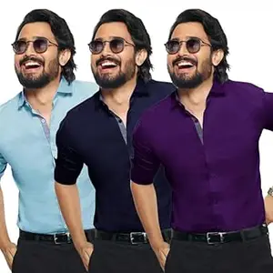 Pinkmint Shirt for Men Cotton Spraed Collar Long Sleeve Casual Shirt Formal Shirt Regular Fit Shirt