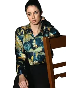 Trendy Solid Satin Shirt for Women| Satin Shirts for Women Stylish Western||Satin-Shirt-47-XL