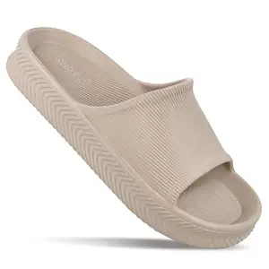 WALKAROO Eva Sliders for Men|Trendy |Light Weight and Comfortable|WC8737 - Greige