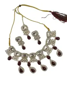 Latest Stylish Stone Studded Jewellery Set for Women |Festive Wedding Party Necklace Earrings|JS_216|