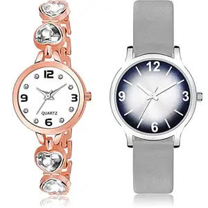 NEUTRON Fashion Analog White and Grey Color Dial Women Watch - G660-GM355 (Pack of 2)