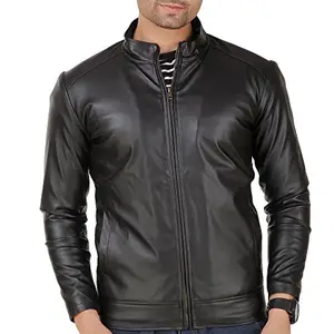 Leather Retail Men's Regular Jacket (lr0125_Black_Large)