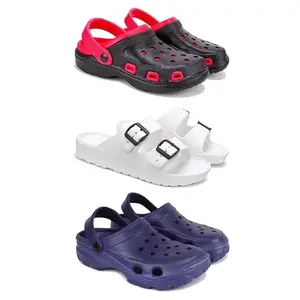 DRACKFOOT-Lightweight Classic Clogs || Sandals with Slider Adjustable Back Strap for Men-Combo(5)-3017-3113-3121-9 Blue