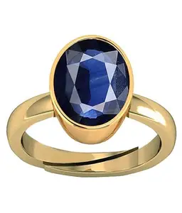 Gemscom 8.25 Ratti 7.72 Carat Neelam Ring Blue Sapphire Adjustable Ring for Men & Women