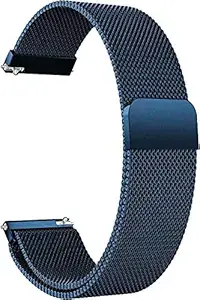 Metal Magnetic Watch Band Mesh Woven Quick Release Strap Adjustable Stainless Steel Replacement Straps (Blue, 19mm)