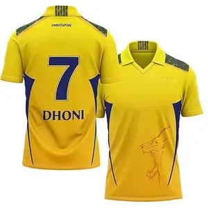 CSK New Official Dhoni 7 Jersey T-Shirt 2024 (Kid's, Boy's & Men's) (2XL, Yellow)