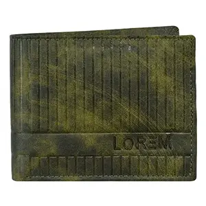 KCK INTERNATIONAL Lorem Green 3D Emboss Line Bi-Fold Premium Faux Leather 3 ATM Card Slots Wallet for Men WL30-B