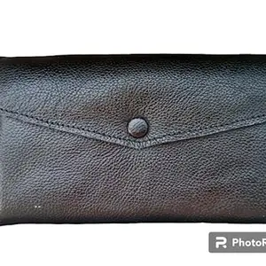 JACK LEATHER CRAFTS Genuine Leather Long Wallet for Girls Black