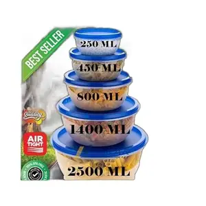 Kitchen Container |250+450+800+1400+2500 ml| Stackable Refrigerator Organizer for Fresh Food Storage | BPA-Free Kitchen Solution|Design - 4919 for Home and Kitchen