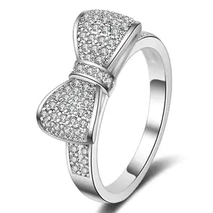 MYKI Radiantly sculpted Stylish Bow Design Zircon Ring For Women & Girls