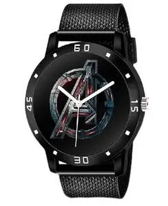 1663|Black Dial PU Strap Stylish Analog Watch for Men-AVGR/Black